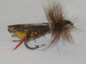 Joes hopper Trout fly. This is a good floating fairly realistic grasshopper pattern. 