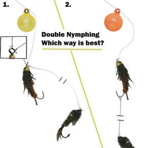 Rigging with 2 nymphs and a fly fishing indicator.