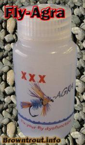 Mucilin Fly Floatant, used for floating dry flies for fly fishing, fly-agra floatant