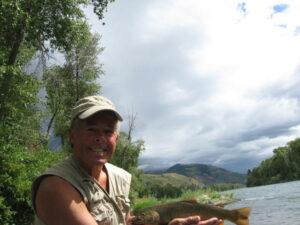 Fly fishing cutthroat trout