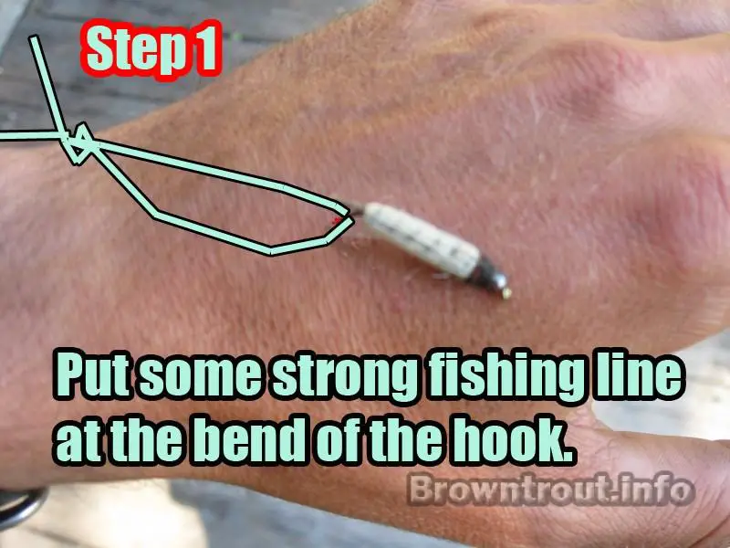 Fish hook removal step 1. 