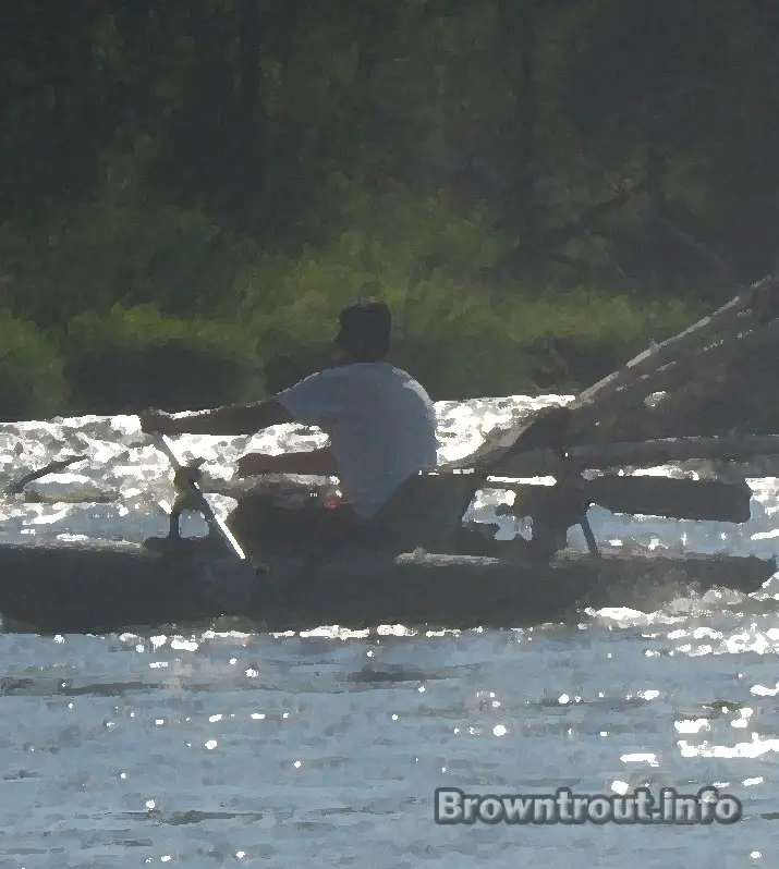 Paddle pontoon boat on the snake river in Idaho. 