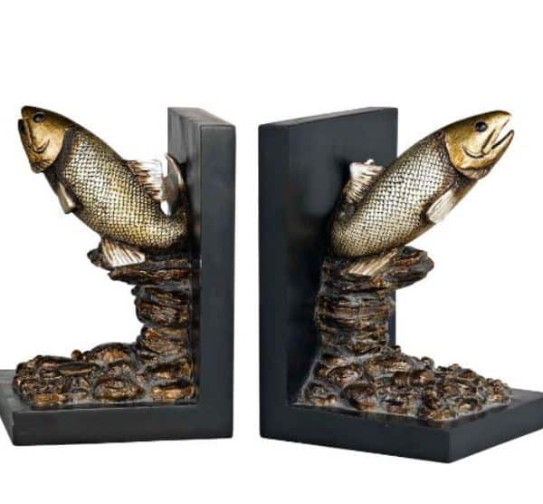 Bronze trout bookends