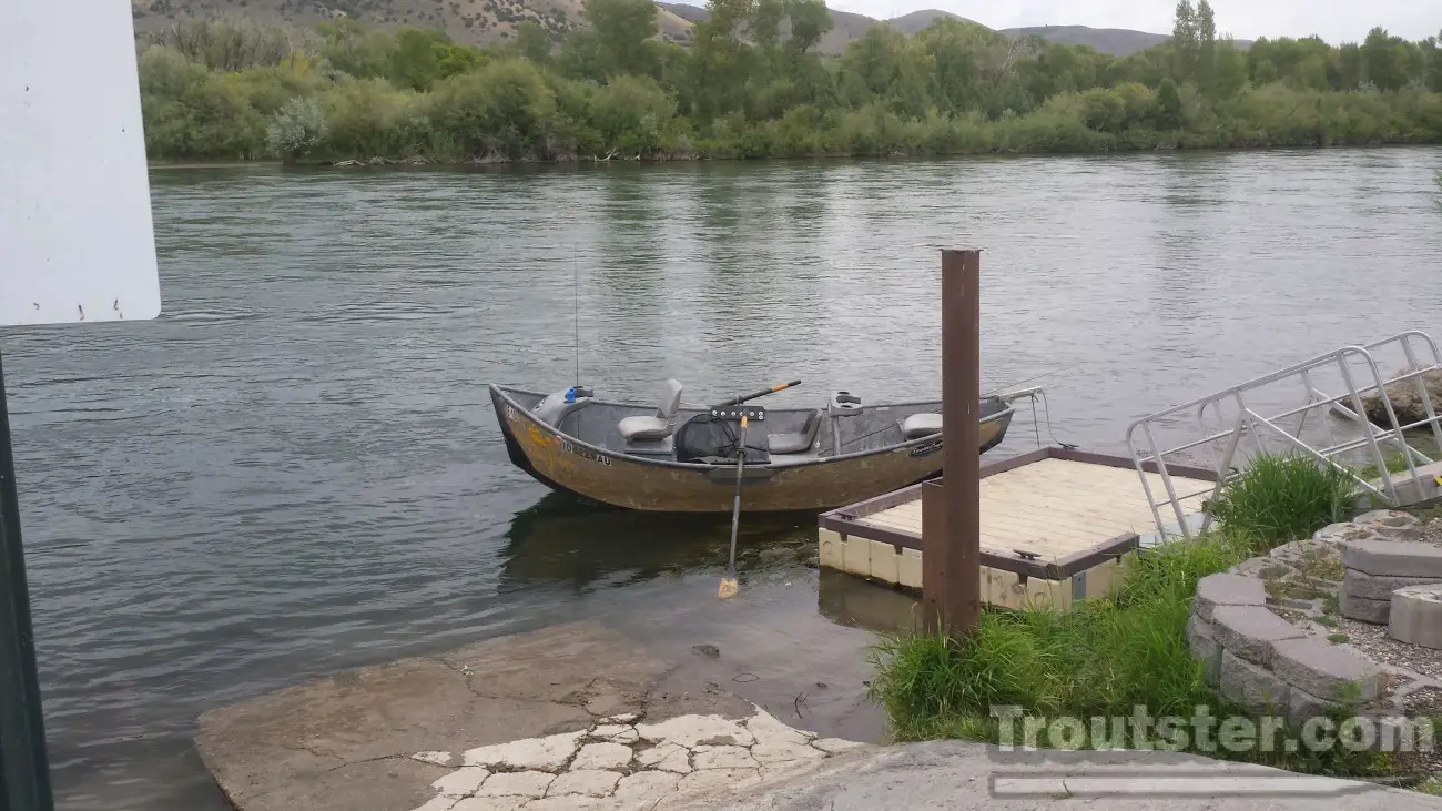 Raft launch and shuttle waiting area at Byington boat launch, Idaho.