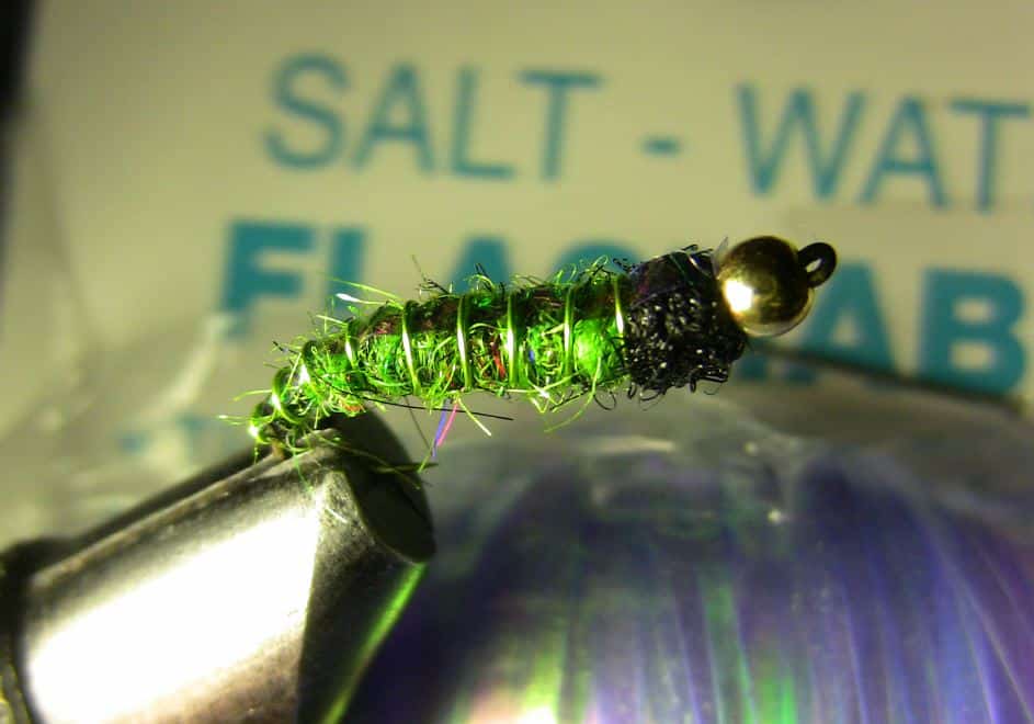 A flashback green caddis larvae variation