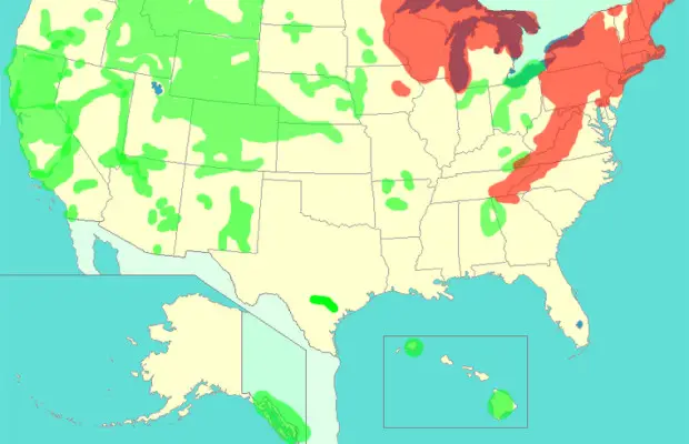 US Range of the Brook Trout Map - The Introduction of This Species into ...