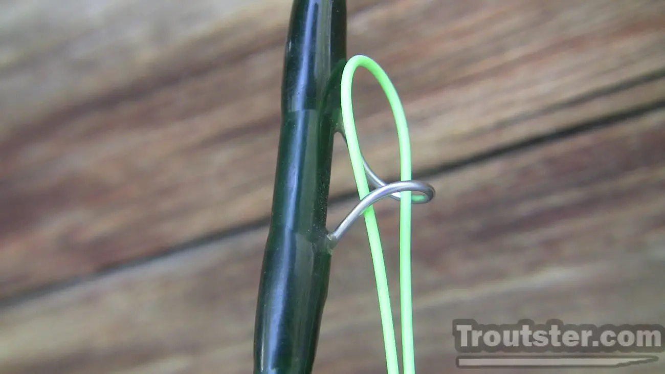 A little know tip used by fly fisherman: String your rod using the thick fly line instead of the leader. 