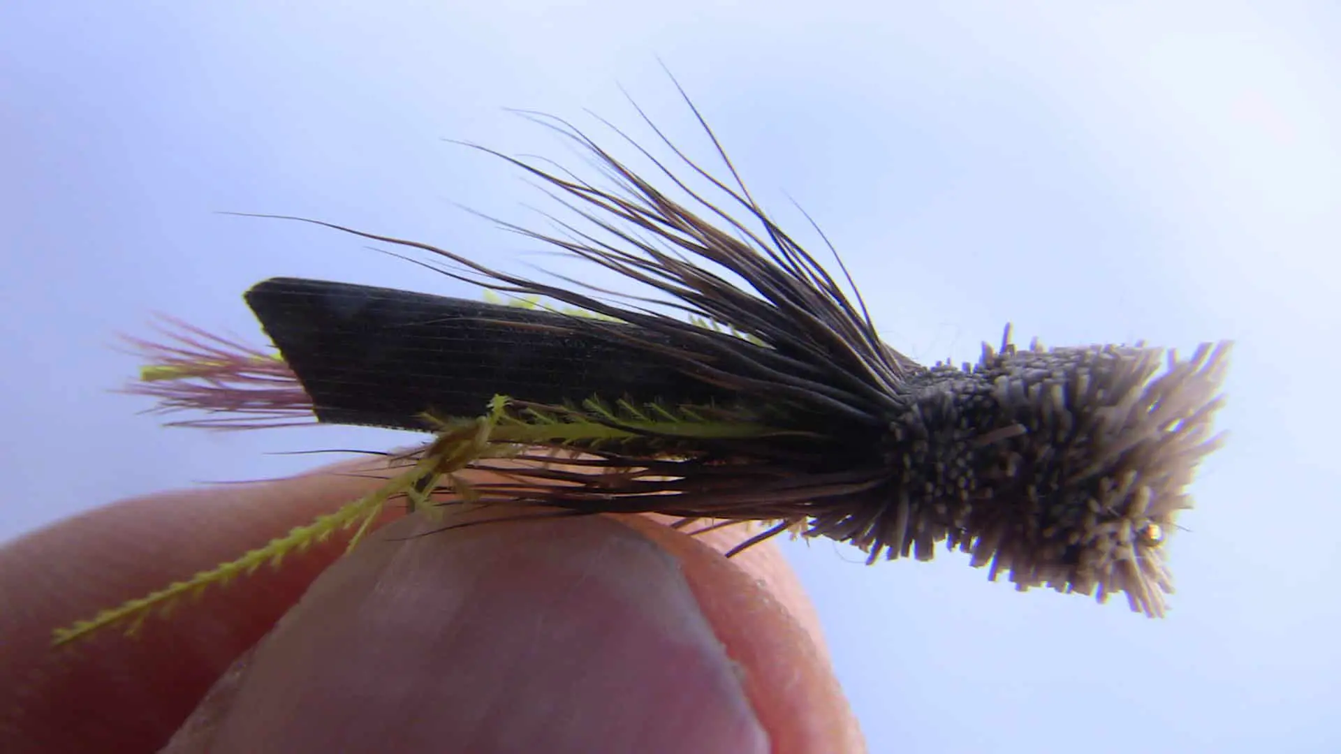 A weighted Daves hopper fly pattern