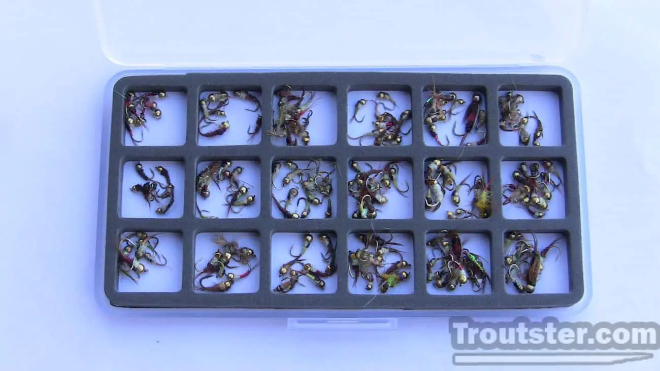 Magnetic fly box for holding nymphs.