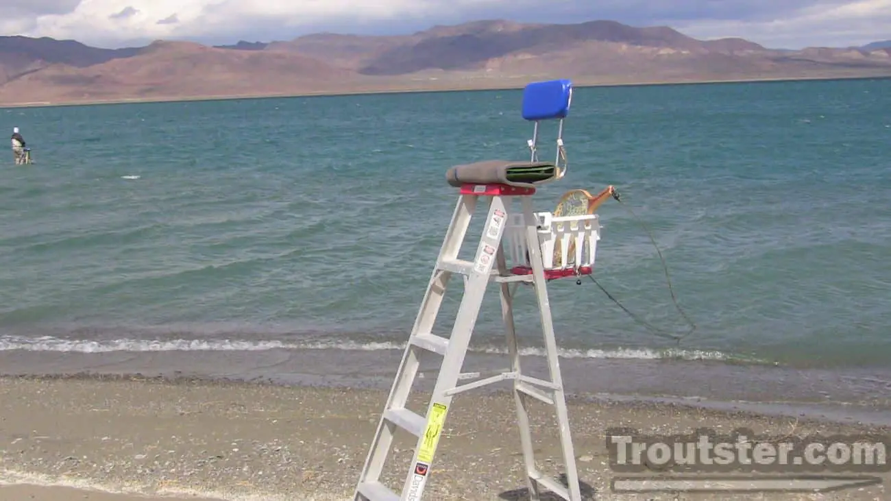 A ladder all rigged and ready for fishing the lake