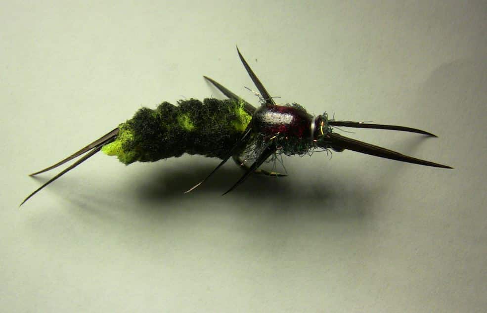 Stone fly pattern tied using a mop material