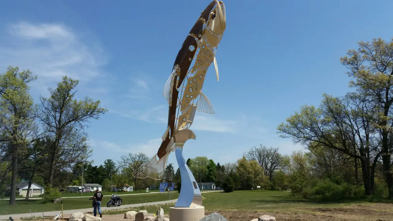 Worlds largest brown trout sculpure/statue Baldwin MI